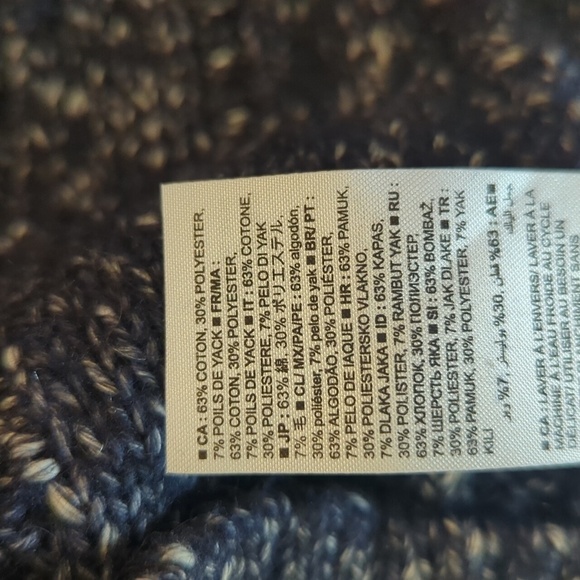 Banana Republic Mens Yak Hair Blend Cable Knit Sweater Blue Shawl Collar Sz M - Picture 6 of 8